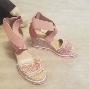 Tommy Hilfiger Pink Sandals Wedge Heels Size 5M